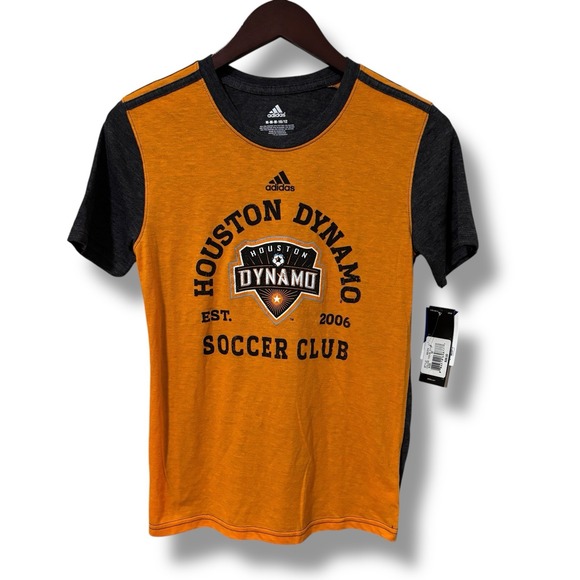 adidas Tops - Adidas Women's Houston Dynamo Graphic T Shirt Gray Orange Size M 16x23.5